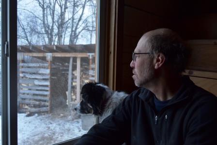 Pete and Ryder look out the kitchen window
